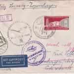DDR - Interflug Messe-Sonderflug Leipzig - Kopenhagen 1960 Retouraufkleber