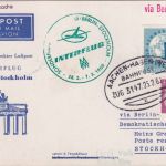 BRD - Interflug Erstflug Berlin Stockholm 1960 Zuleitungspost Bahnpost Wickrath