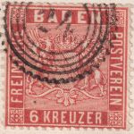 Baden - 6 Kr. Wappen Brief Ring 24 Karlsruhe - Heidelberg gepr. Flemming BPP