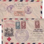 Suriname - Roode Kruis 1946 Schmuck-FDC/Luftpost-Einschreibebrief n. USA