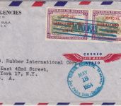 Honduras - 2x12/1 C. Dienst/Überdruck Luftpostbrief n. USA San Pedro Sula 1954