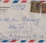 Bolivien - 3x900 B./40C.+100 B./1C. Sonnentor Luftpostbrief Cochabamba 1961