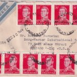 Argentinien - 10x20 C. San Martin Luftpostbrief n. USA Rosario - Chicago 1954
