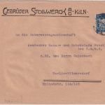 DR - 20 Pfg. Adler Perfin "G.St." Firmenbrief Köln - Berlin 1925