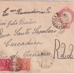Brasilien - 200 R. Ganzsache+Zusatz Einschreibebrief S. Paulo - Rio 1927