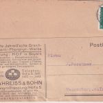 DR - 8 Pfg. Ebert Perfin "JS" Firmenkarte Hof - Wasserburg 1930