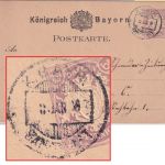 Bayern - K. Bayer. Bahnpost 8. Jan Typenradstpl. Ganzsache Grünstadt Berlin 1881