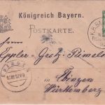 Bayern - K.B. Bahnpost Fichtelberg Neusorf CII hds.Aufg. "Ebnath" Ganzsache 1892