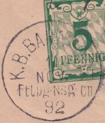 Bayern - K.B. Bahnpost Fichtelberg Neusorf CII hds.Aufg. "Ebnath" Ganzsache 1892