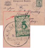 Bayern - K.B. Bahnpost Fichtelberg Neusorf CII hds.Aufg. "Ebnath" Ganzsache 1892
