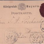 Bayern - K.B. Bahnpost Regensburg III München portofreie Karte Kranzberg 1886