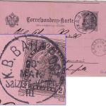 Bayern/Österreich - K.B. Bahnpost Salzburg III München 2 Kr. Ganzsache 1892