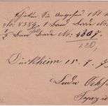 Bayern - 1 Kr. Wappen Ganzsache+Zusatz K.Bayr. Bahnpost Dürkheim Pforzheim 1875