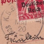Bayern/DR - K. Bayr. Bahnpost apt. ! Schifferstadt Lauterburg Ganzsache 15.5.20