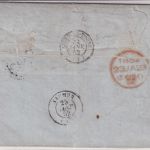 Gouadaloupe - Portobrief ü. England n Saumur 1851 roter Ra2 "Colonies &c.Art.13"