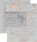 Gouadaloupe - Portobrief ü. England n Saumur 1851 roter Ra2 "Colonies &c.Art.13"