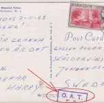 Barbados - Barbados GPO 1963 24 C. Karte n. SCHWEDEN viol. Ra2 "O.A.T. F.S."
