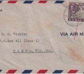 Curacao - 35 C. Flugpostausg. Luftpost-Zensurbrief n. USA Willemstad Tampa 1944