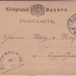Bayern - K.B. Bahnpost Lauterburg Schifferstadt IIC 5 Pfg. Ganzsache Speyer 1882
