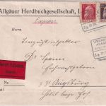 Bayern - Lindau Augsburg Bayer. Bahnpost Zg. 81/724 Eilbrief Immenstadt 1913