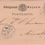 Bayern - K. B. Bahnpost Salzburg III München 5 Pfg. Ganzsache Rosenheim 1880