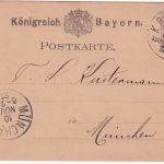Bayern - K. B. Bahnpost Salzburg III München 5 Pfg. Ganzsache Rosenheim 1881