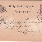 Bayern - K. B. Bahnpost Salzburg III München 5 Pfg. Ganzsache Prien München 1883
