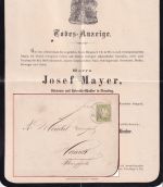Bayern - K. B. Bahnpost Salzburg II München 3 Pfg. Wappen Trauerdrucksache1883