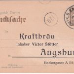 Bayern - K. B. Bahnpost Lindau IV Augsburg 3/2 Pfg. Ganzsache/Überdruck 1912