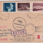 Bulgarien - Interflug Erstflug Leipzig - Kopenhagen R-Karte Zuleitungspost 1959