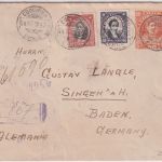 Chile - 20 C. Valdivia Ganzsache+Zusatz Einschreibebrief Coquimbo - Singen 1922
