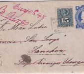 Chile - 5 C. Ganzsache + 15 C. Zusatz Brief n. URUGUAY Santiago - Sanches 1903