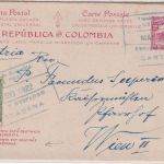 Kolumbien - 2 C. Capitolio Ganzsache+Zusatz n. ÖSTERREICH Cartagena - Wien 1922