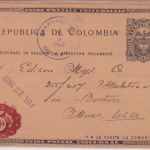 Kolumbien - 5/2 C. Überdruck Ganzsache n. USA Barranquilla - Boston 1903