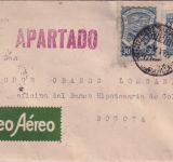 Kolumbien/SCADTA - 30 C. Flugpostzusatzmarke u.a. Luftpostbrief Baranquilla 1927