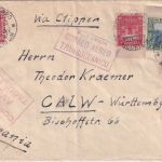 Kolumbien - 2 P. "Lansa" u.a. Luftpostbrief Medellin - Calw 1952