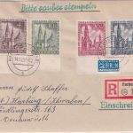 Berlin - Kaiser-Wilhelm-Gedächtniskirche Satz Einschreibebrief Harburg 14.11.53