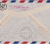 Berlin - 40 Pfg. Glocke rechts u.a. Luftpostbrief/Erstflug TAE FFM Athen 30.4.52