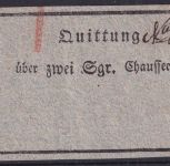 Preussen - Kreuzschenke 8/2 Fingerhut-K1 Chauseegeldquittung ca. 1840