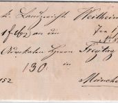 Bayern - Weilheim 26/2 Fingerhut-K1 Fahrpostbrief (Geldsendung) n. München 1868