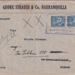 Kolumbien - 2x4 C. Santander Brief Ra5 Barranquilla - Bremen 1929