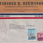 Kolumbien - 70/80 C. Eisenhüttenwesen/Überdruck u.a. Luftpostbrief Bogota 1952