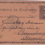 Kolumbien - 2 C. Ganzsache Bogota - Braunschweig 1888 - französische Schiffspost