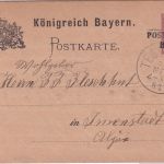 Bayern - Rottach Postablage glasklarer L2 5 Pfg. Ganzsache Egern Immenstadt 1887