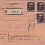 Bayern - Atzenhof T. Tännesberg Posthilfstelle Ra3 Paketkarte Pfreimd 1920