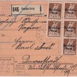 DR-Infla - Trimberg T. Euerdorf Posthilfstelle Ra3 Paketkarte Hammelburg 1920