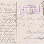 Bayern - Hallthurm T. Bad Reichenhall Posthilfstelle Ra3 Karte Bahnpost 1909