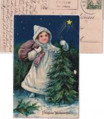 Bayern - Freiham T. Aubing Posthilfsstelle Ra3 Weihnachtskarte Bahnpost 1909