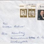 BRD - 5 Pfg. Bed. Deutsche Zusammendruck/Hausauftragsnummer u.a. Brief 1970