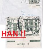 BRD - 15 Pfg. kl. Bauwerke Zusammendruck/Hausauftragsnummer Brief Nürnberg 1968